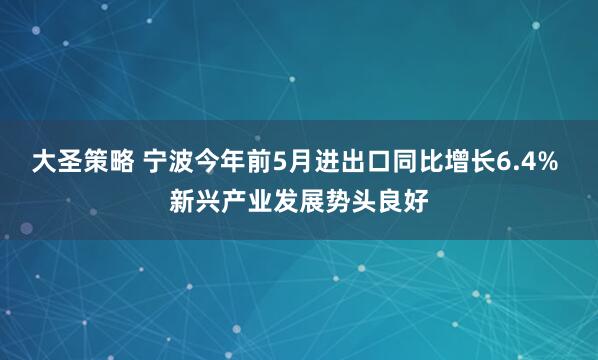 大圣策略 宁波今年前5月进出口同比增长6.4% 新兴产业发展势头良好