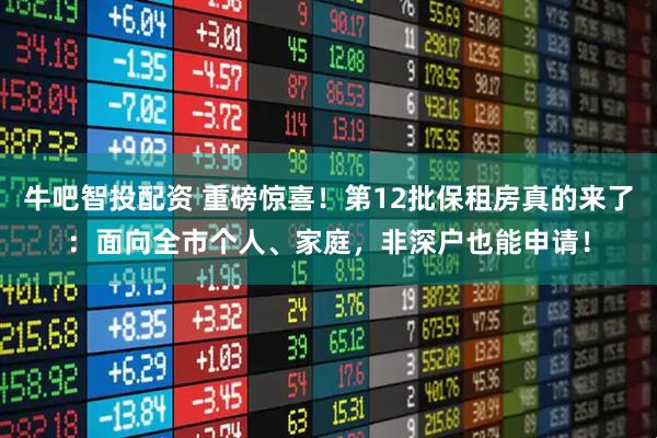 牛吧智投配资 重磅惊喜！第12批保租房真的来了：面向全市个人、家庭，非深户也能申请！